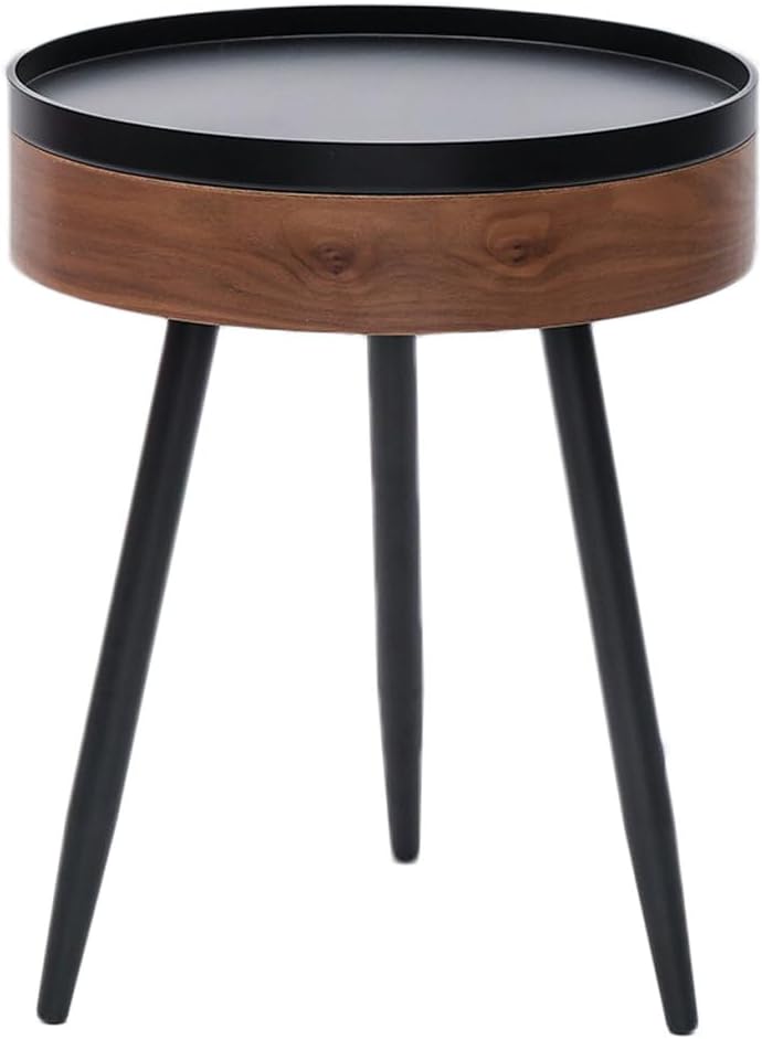 Bark Barrel End Table with Steel Legs