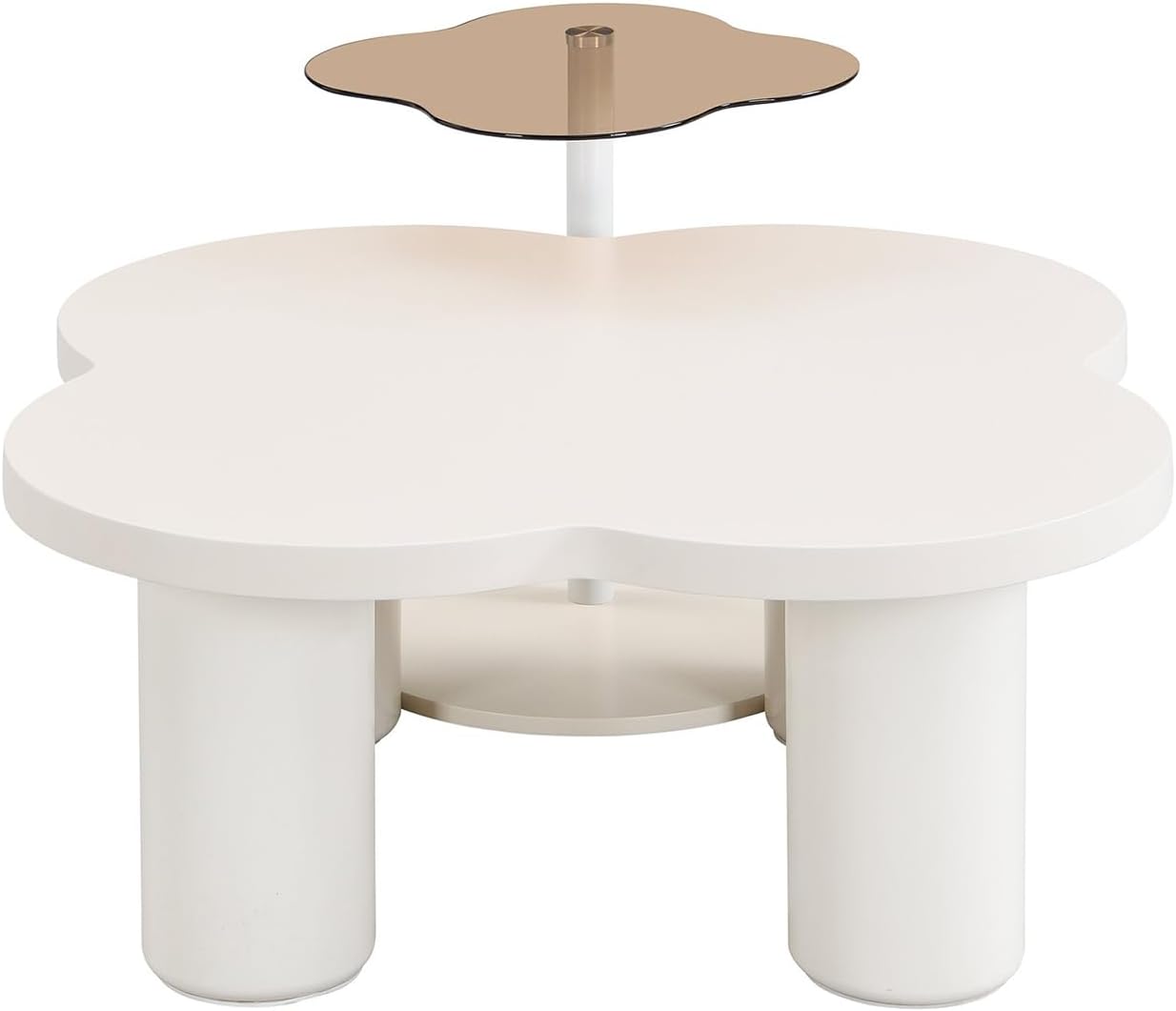 Modern Irregular Glass Coffee Table Set of 2 35.2 Inch