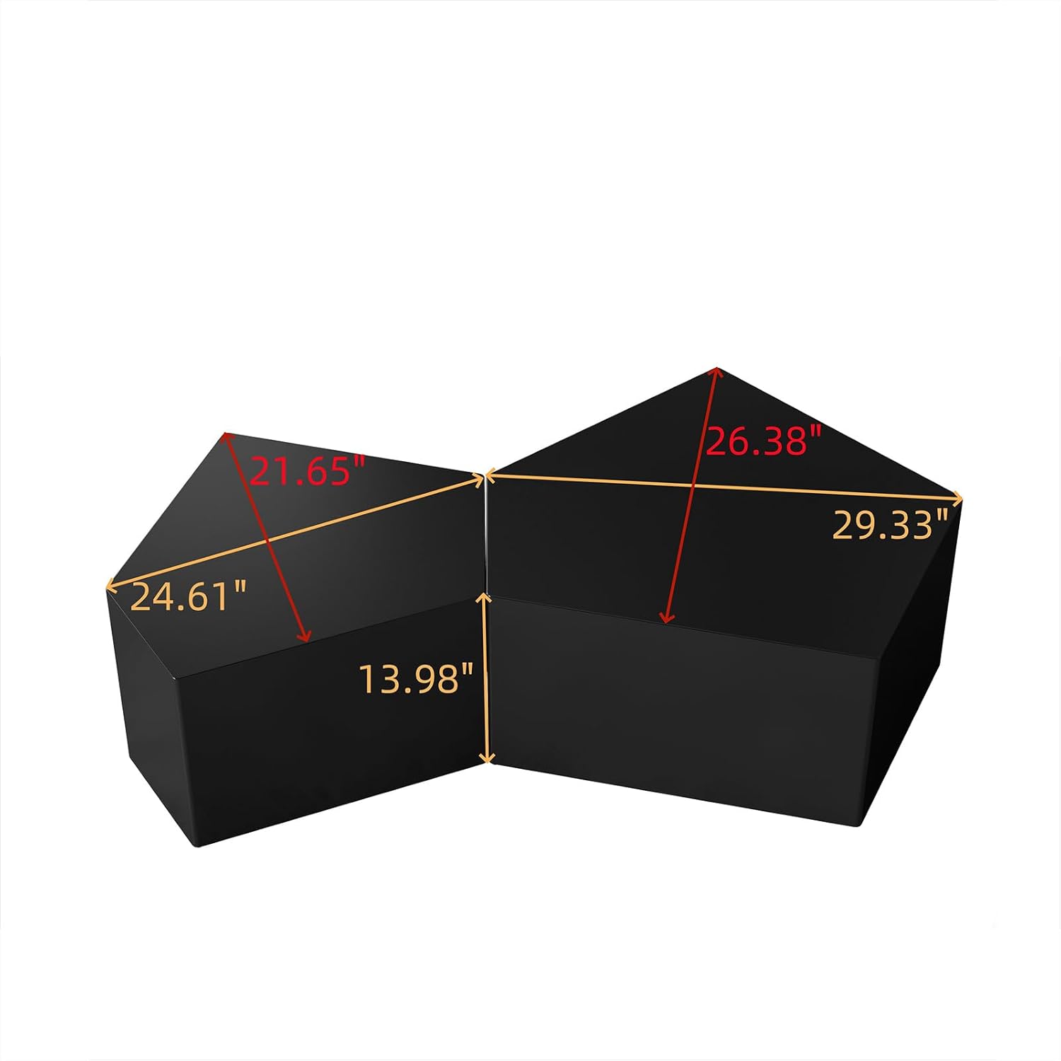 QVK Pentagonal Coffee Table Set – Black