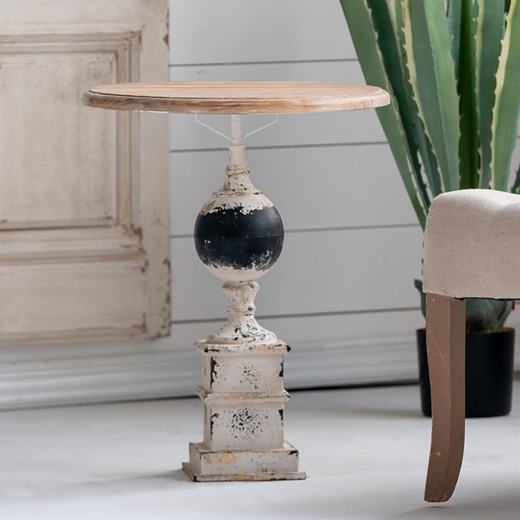 French Country Solid Wood Round Tea Table