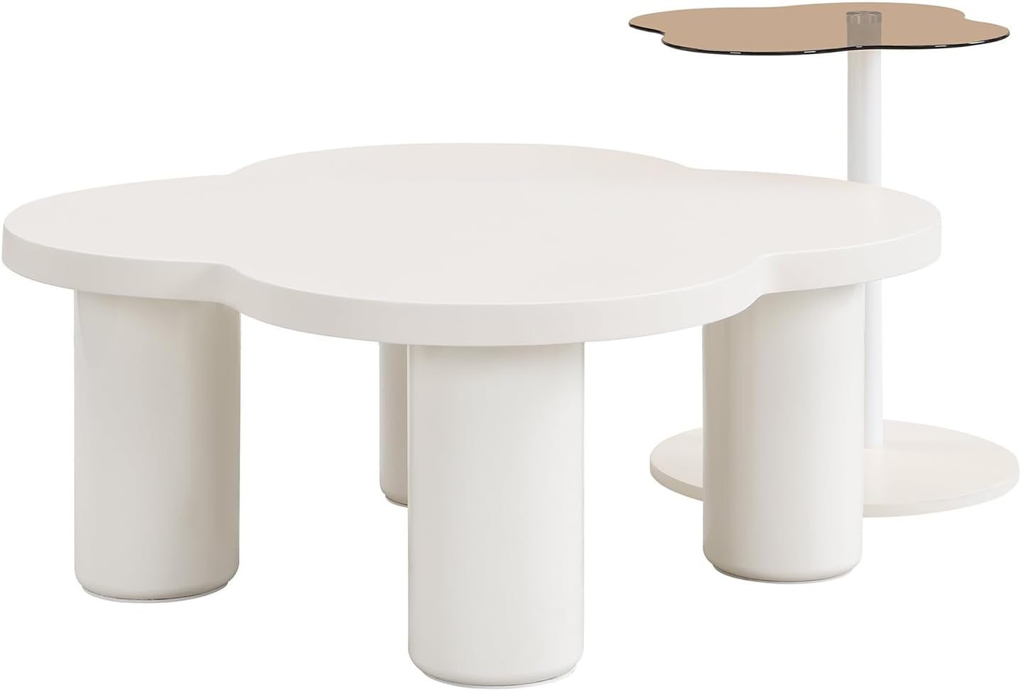 Modern Irregular Glass Coffee Table Set of 2 35.2 Inch