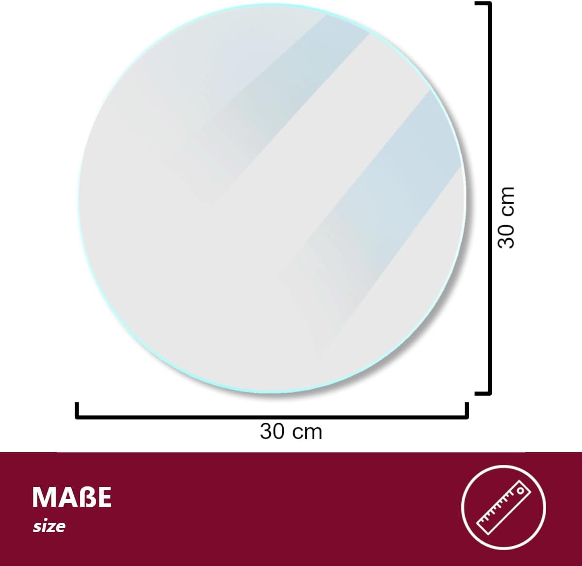 Euro Tische Round Glass Table Top 30 cm White