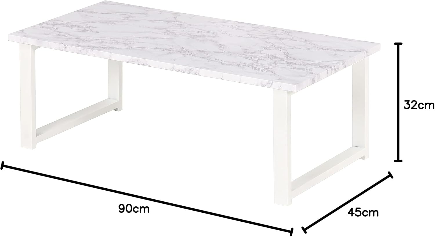 Hagihara LT-4394MWH Low Table 90×45×32 cm White
