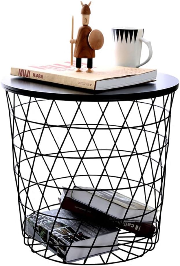 Black Round Wrought Iron End Table