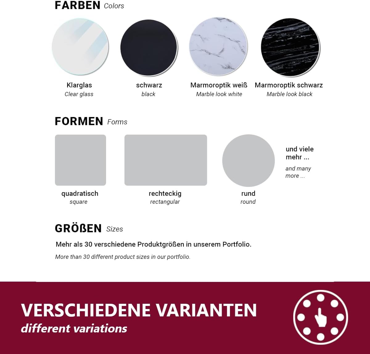 Euro Tische Round Glass Table Top 30 cm White