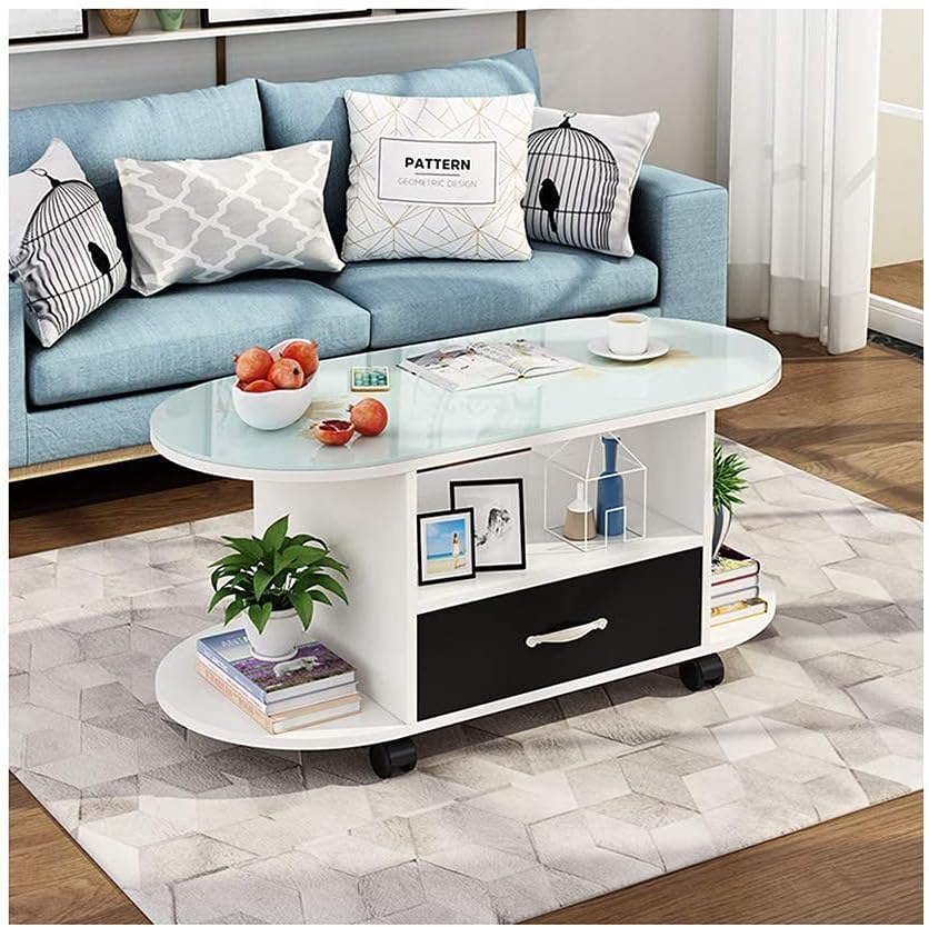 Oval Modern Coffee Table White/Black