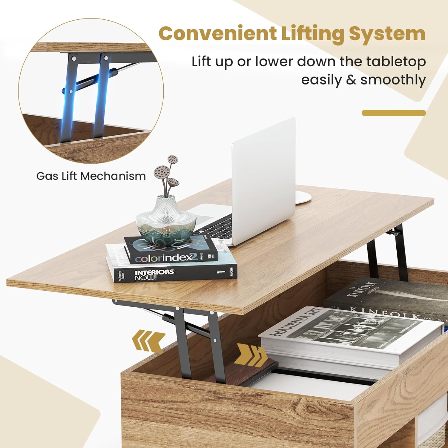 Costway Lift-Top Coffee Table Black