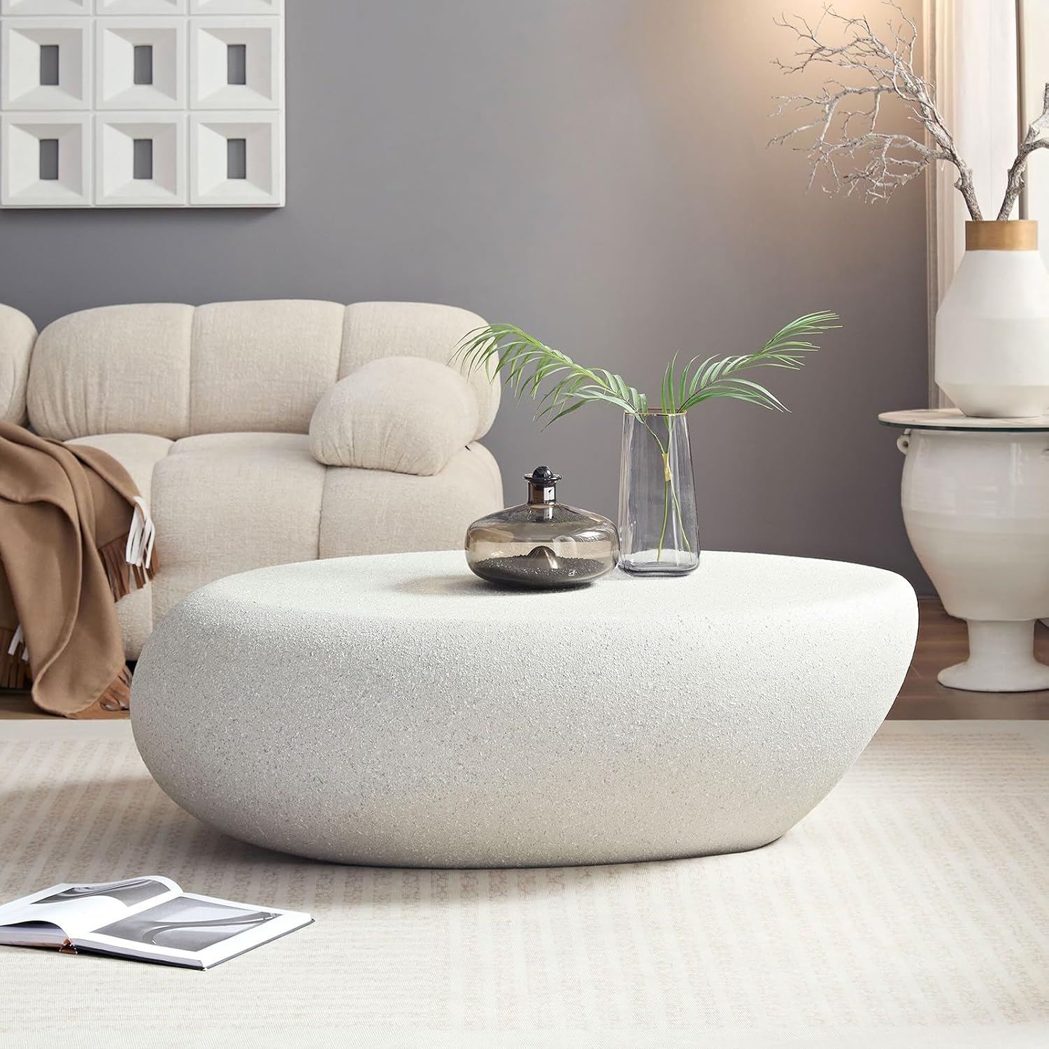 QVK Round Matte Rock Coffee Table 43.3in