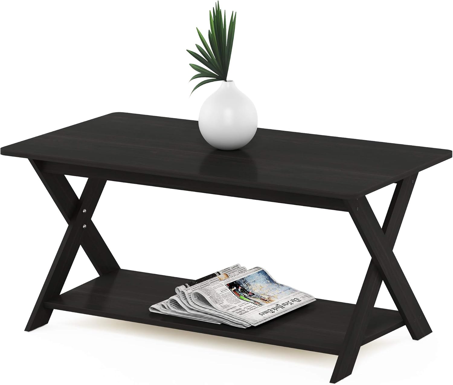 Furinno Modern Simplistic Criss-Crossed Coffee Table, White