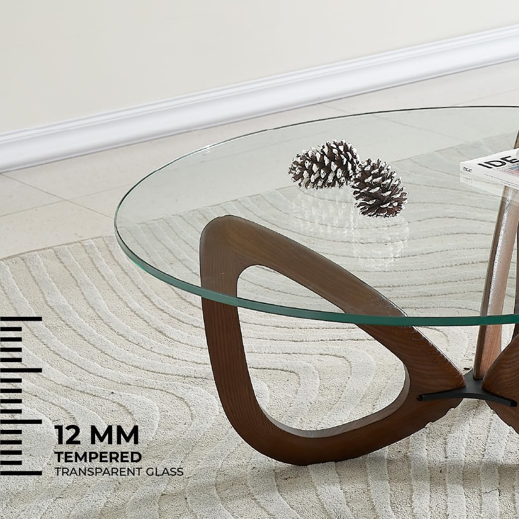 Marco Furniture Gucci Round Glass Coffee Table Walnut