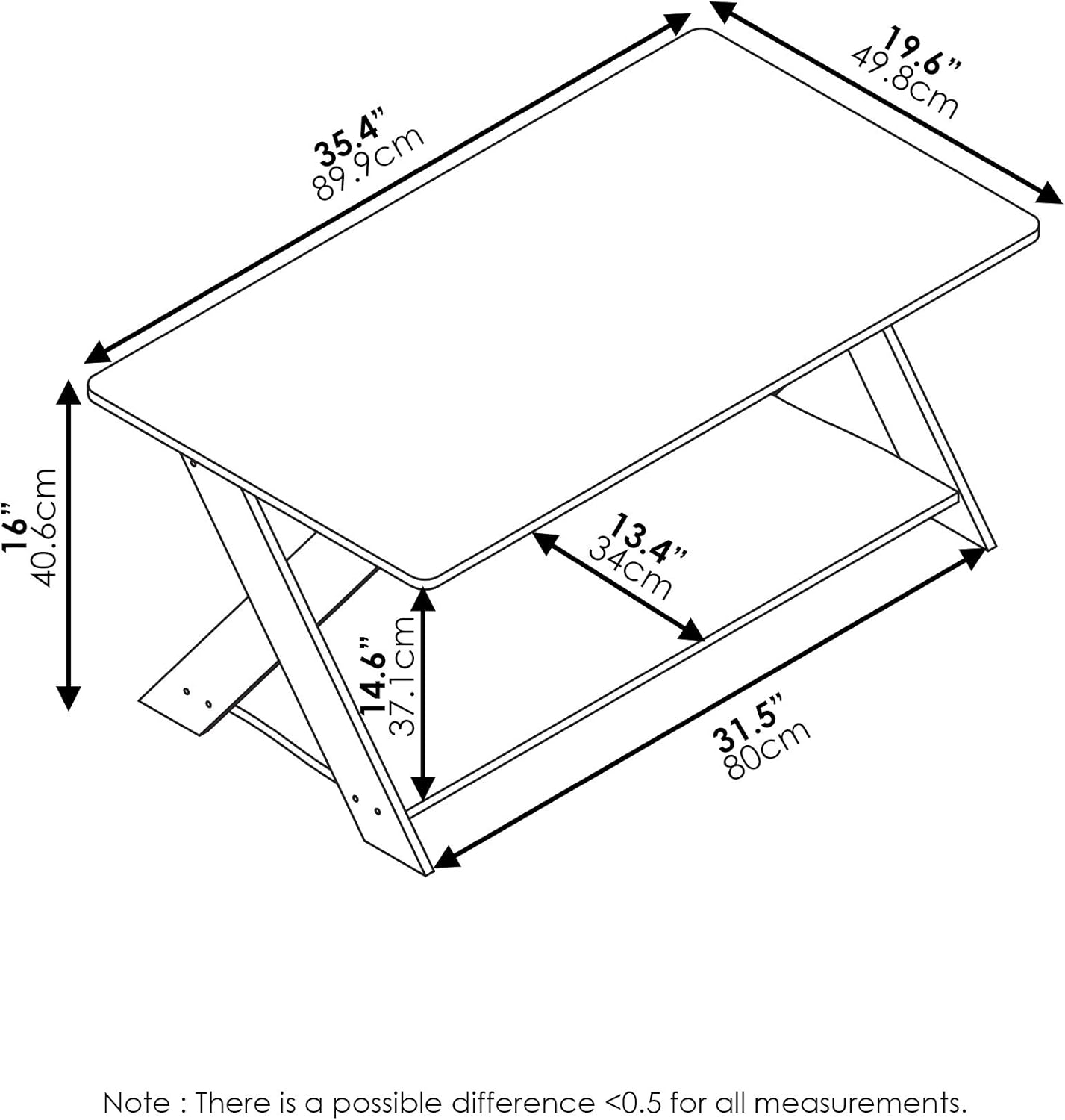Furinno Modern Simplistic Criss-Crossed Coffee Table, White