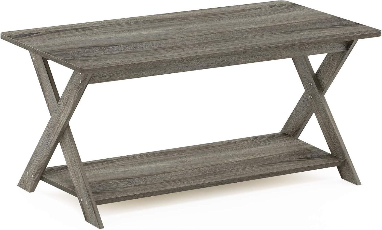 Furinno Modern Simplistic Criss-Crossed Coffee Table, White