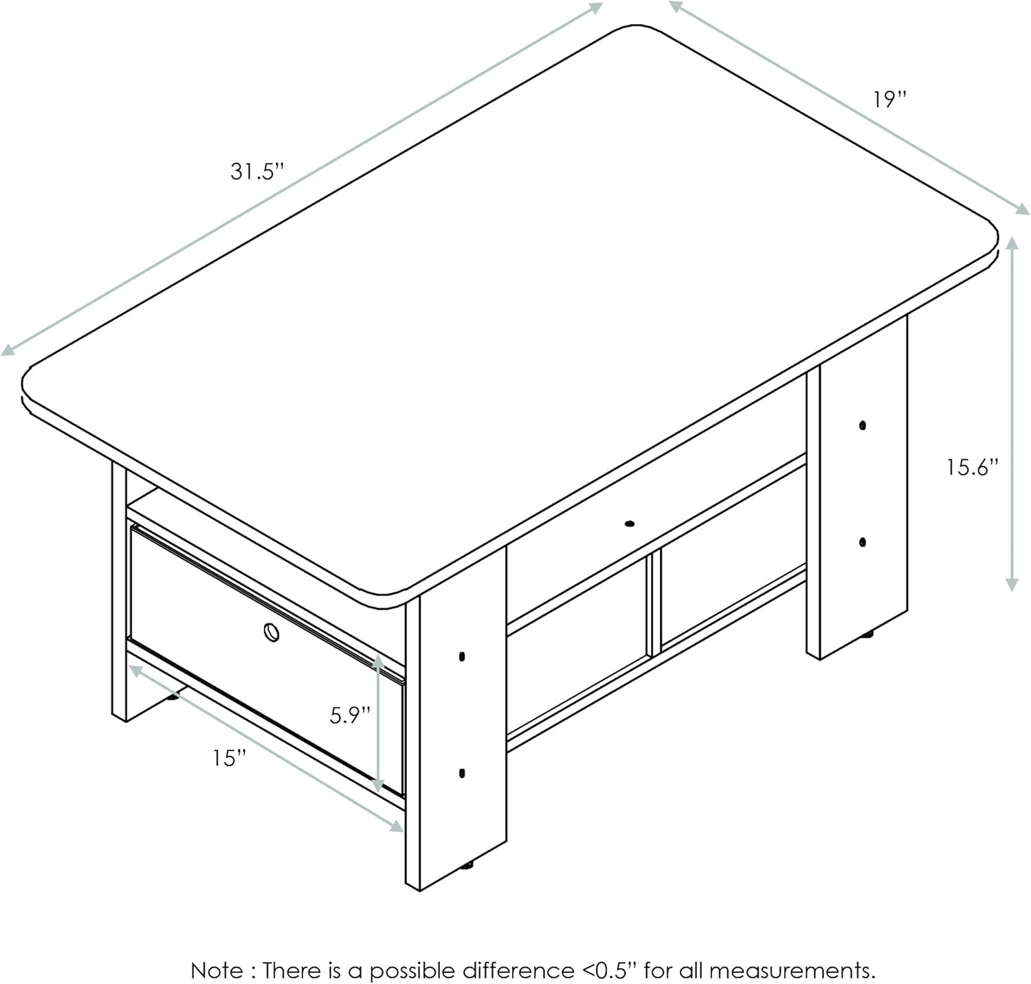 Furinno Andrey Coffee Table Grey/Black