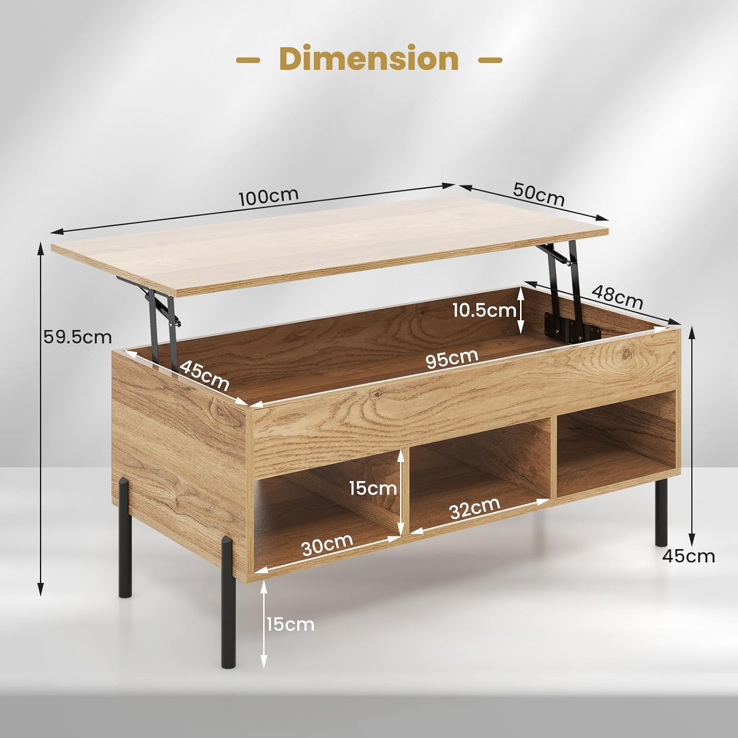 Costway Lift-Top Coffee Table Black