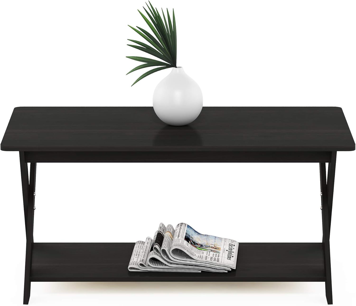 Furinno Modern Simplistic Criss-Crossed Coffee Table, White