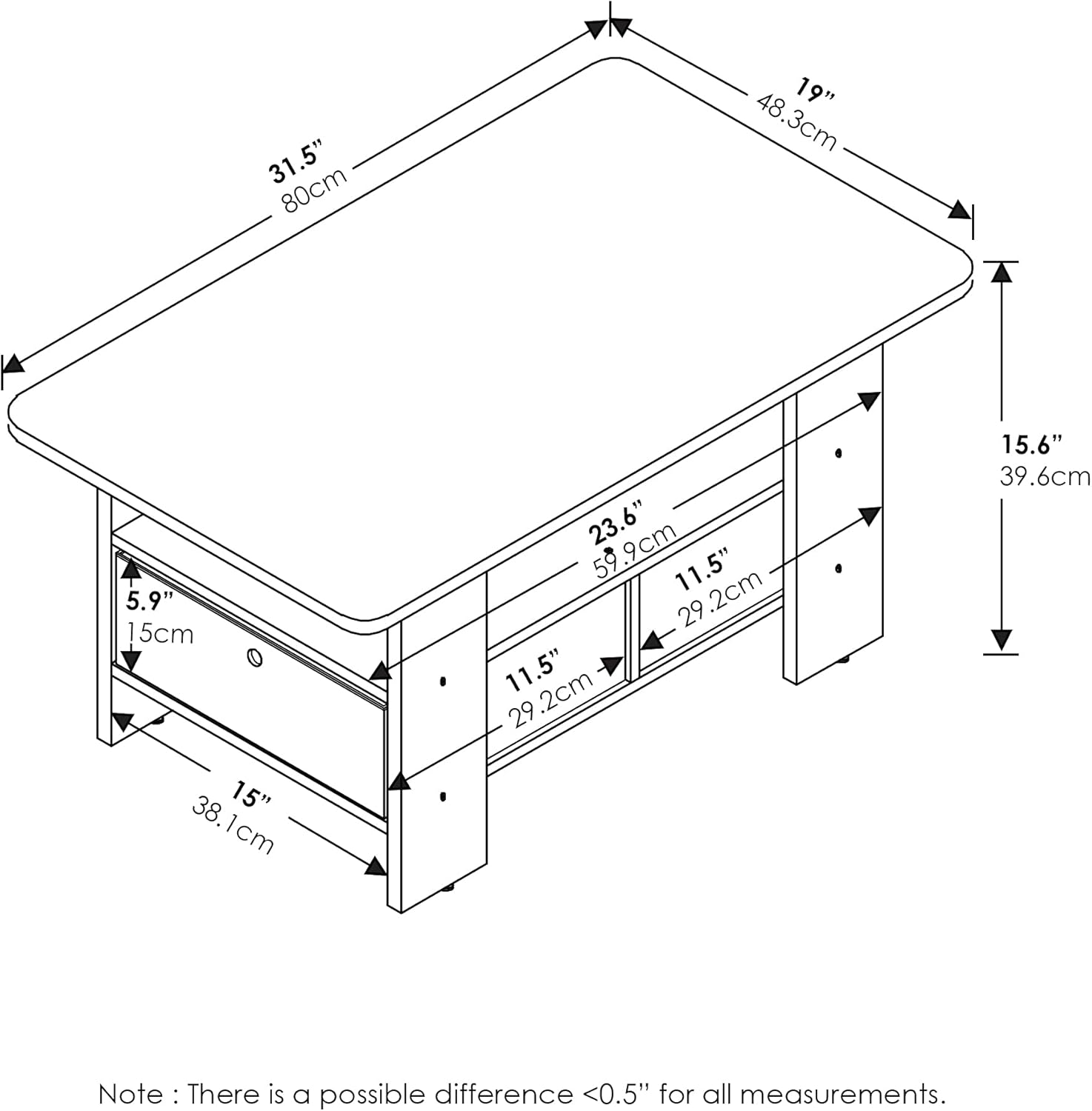 Furinno Andrey Coffee Table Grey/Black