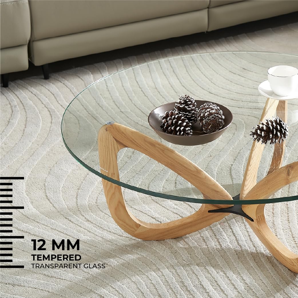 Marco Furniture Gucci Round Glass Coffee Table Walnut
