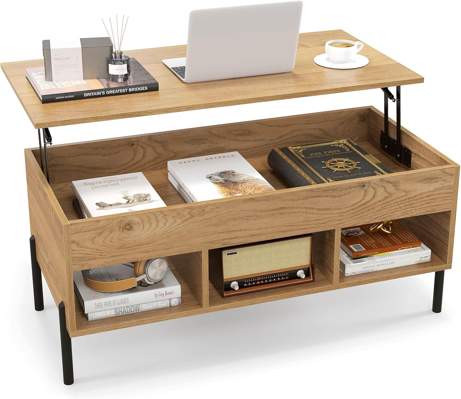 Costway Lift-Top Coffee Table Black