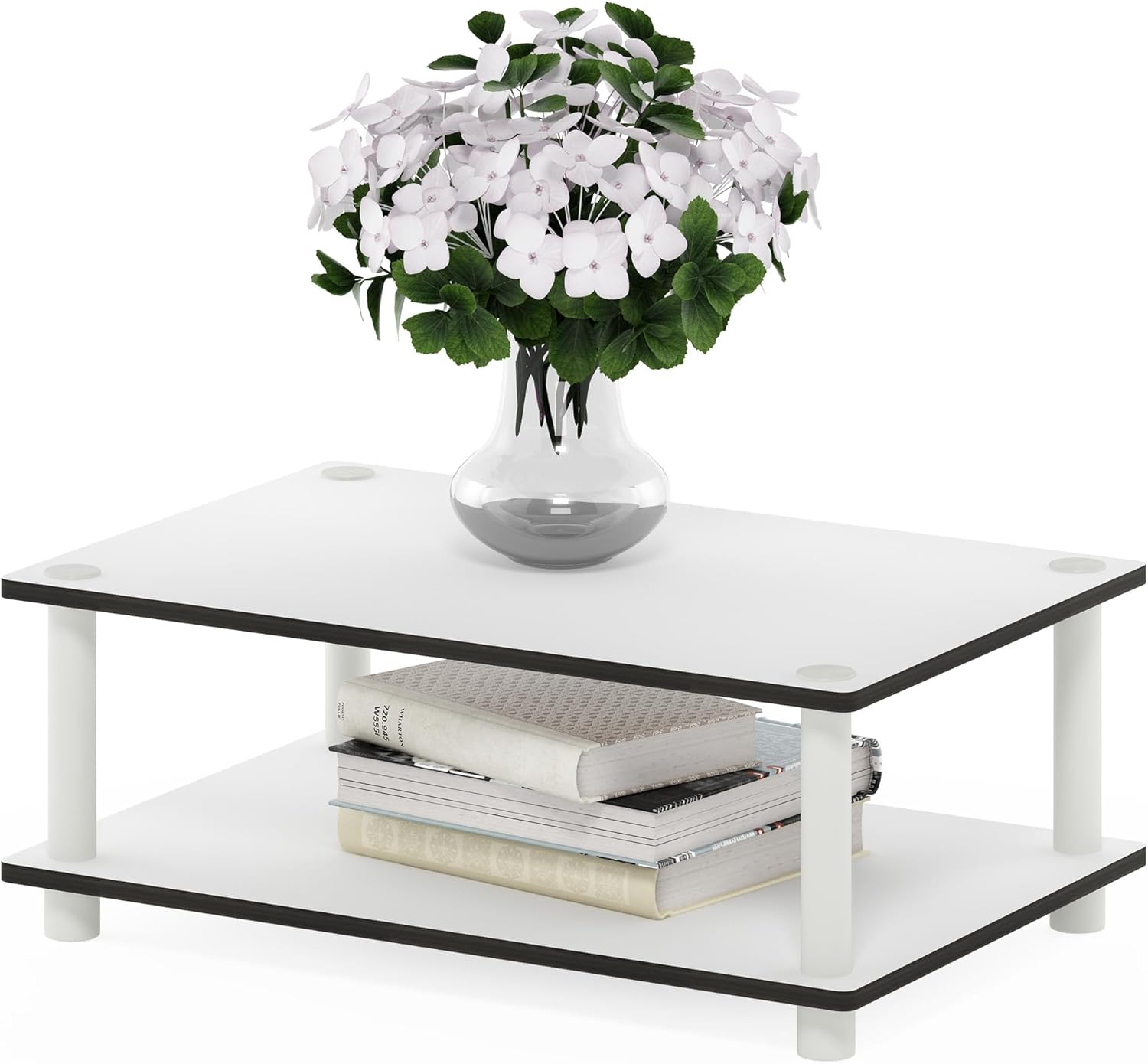 Furinno Turn-N-Tube Just 2-Tier No Tools Coffee Table, White