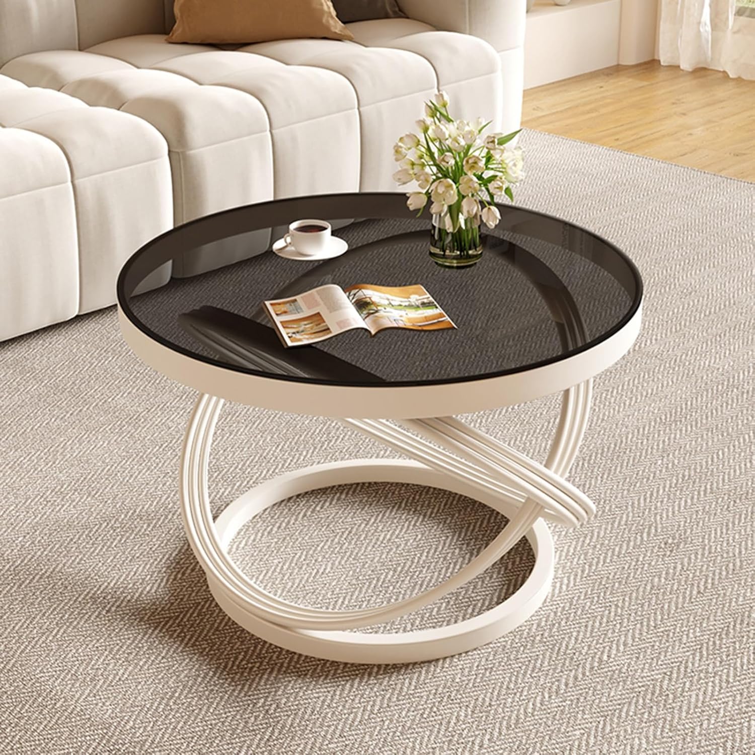 White Round Coffee Table 19.7in