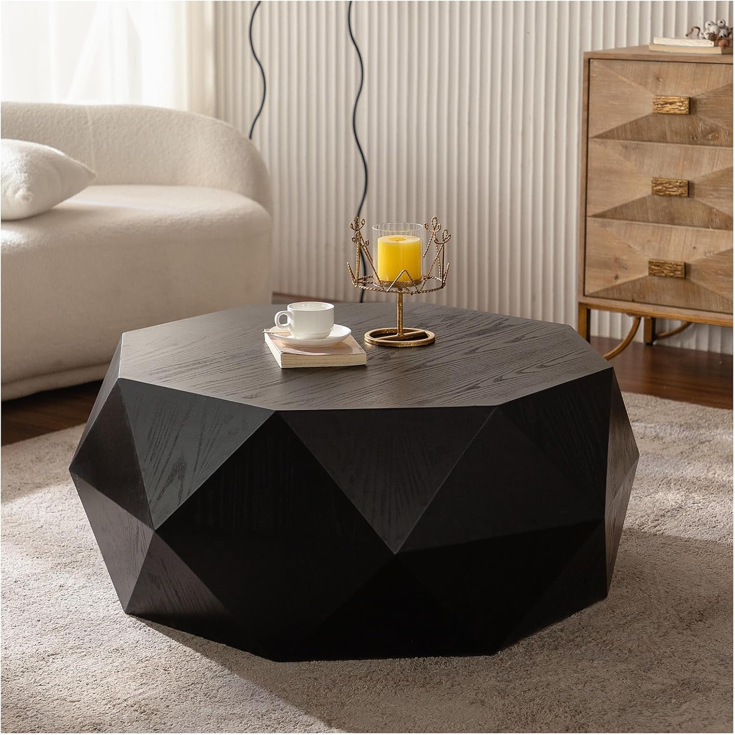 QVK Retro Geometric Coffee Table – Black