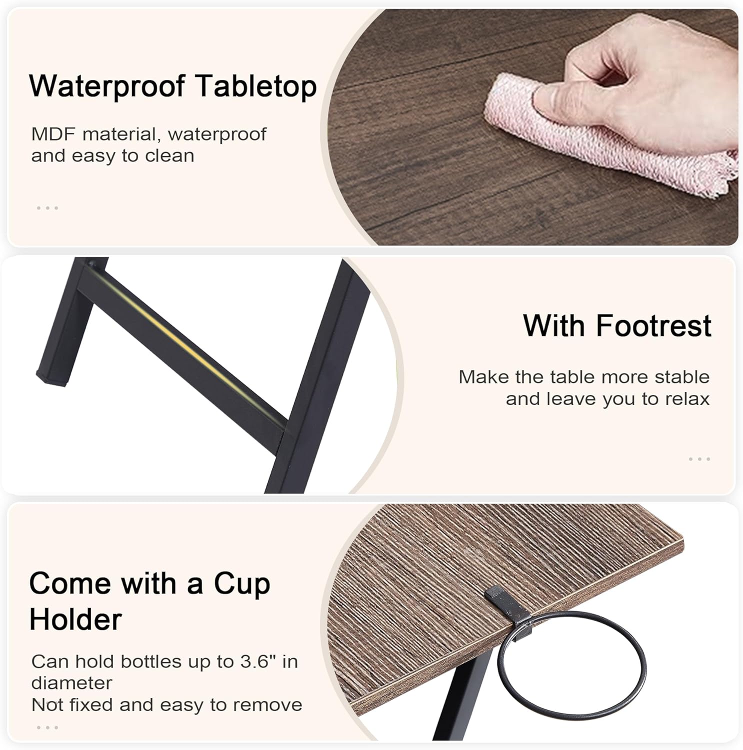 VECELO TV Tray Set of 2 48×38×75 cm