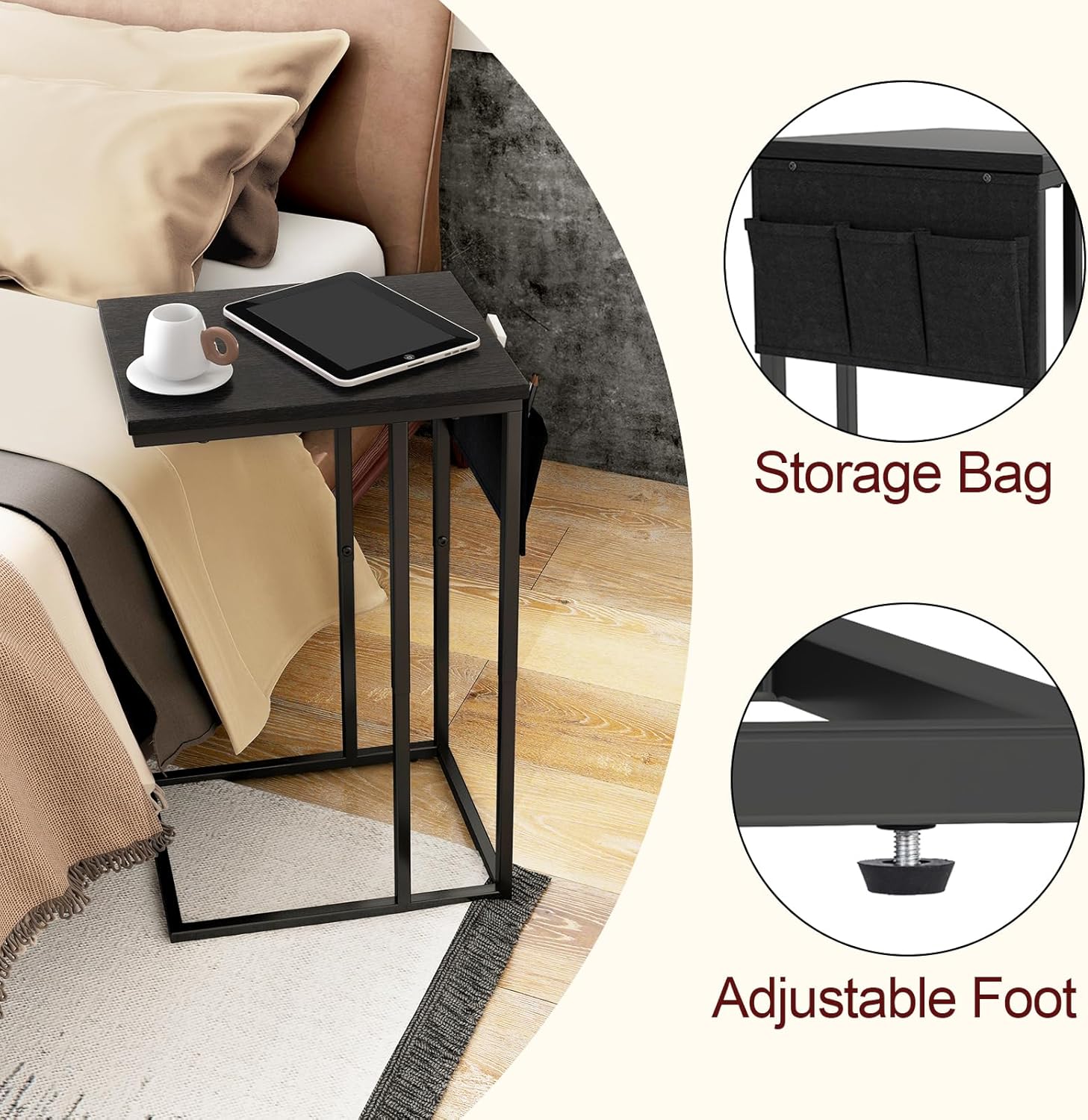 Livofloral C-Shape Side Tables Set 40×30×64 cm