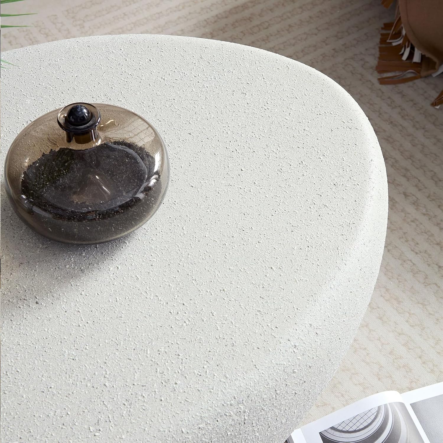 QVK Round Matte Rock Coffee Table 43.3in