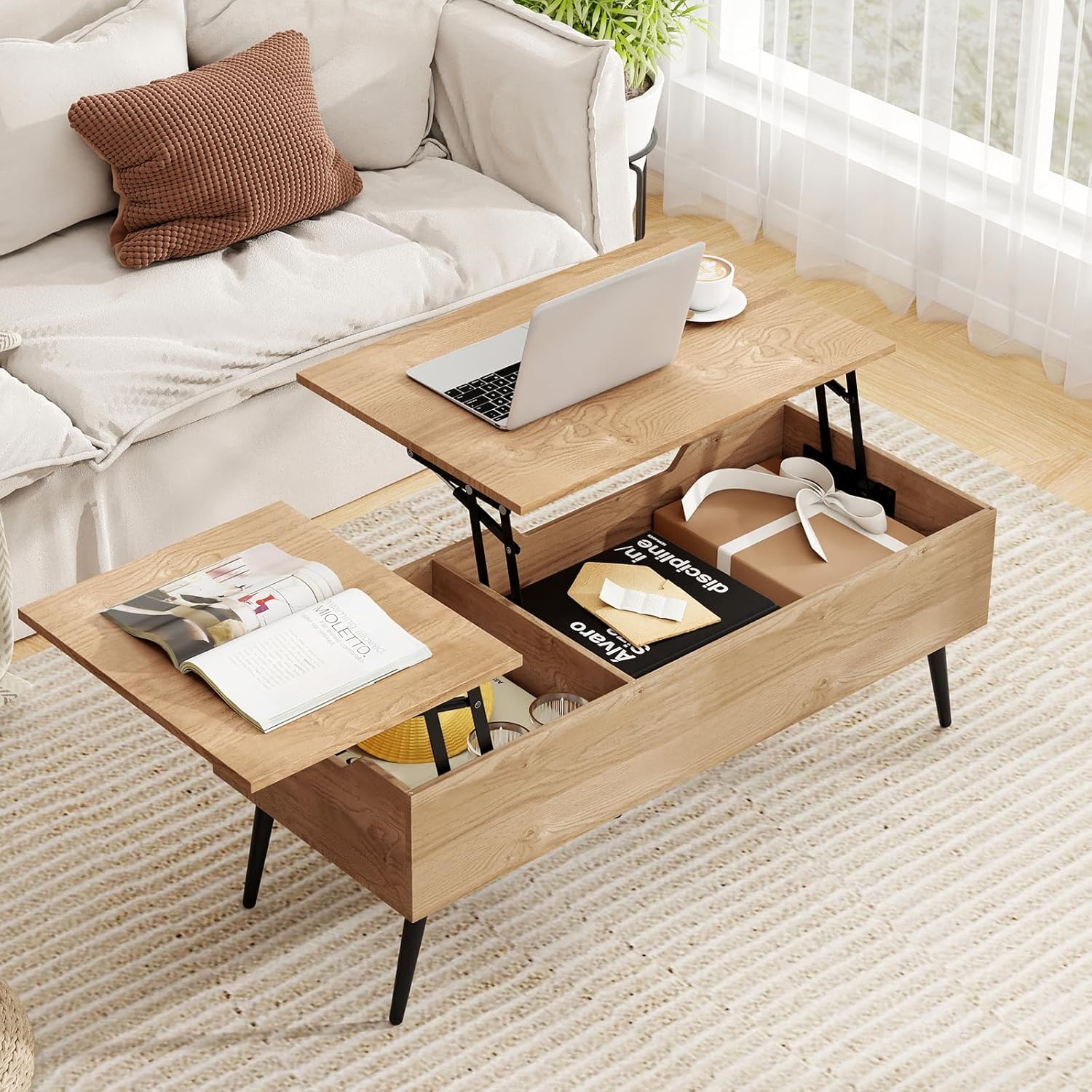Costway Lift-Top Coffee Table Black
