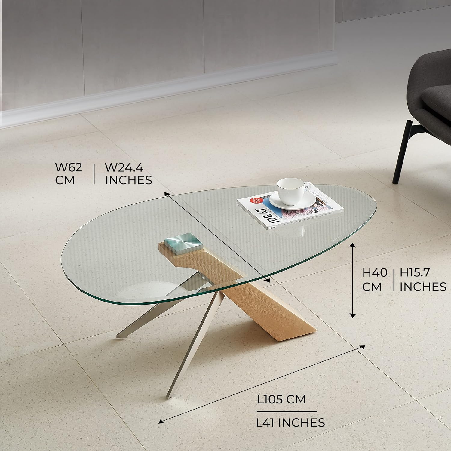 Marco Furniture Gucci Round Glass Coffee Table Walnut