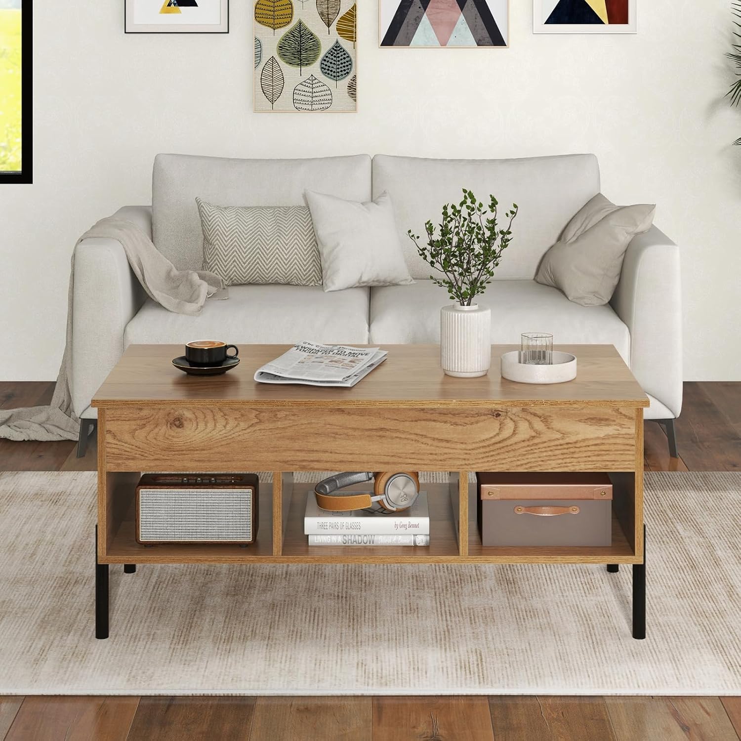 Costway Lift-Top Coffee Table Black