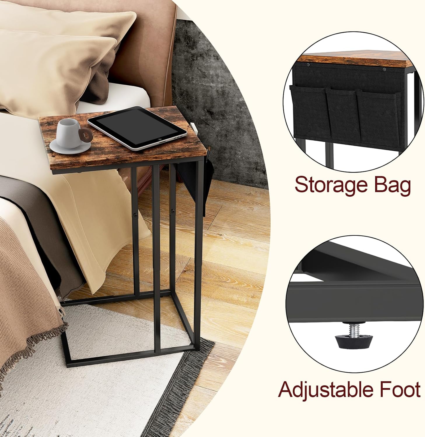 Livofloral C-Shape Side Tables Set 40×30×64 cm