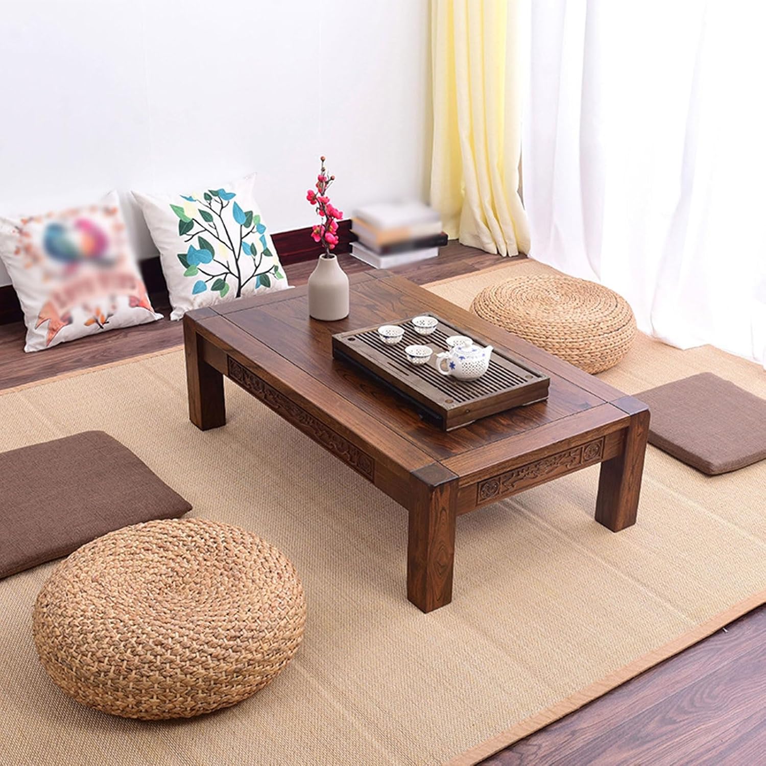 Antique Walnut Low Coffee Table 80cm