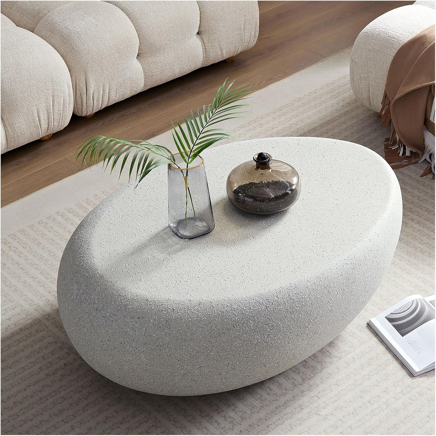QVK Round Matte Rock Coffee Table 43.3in