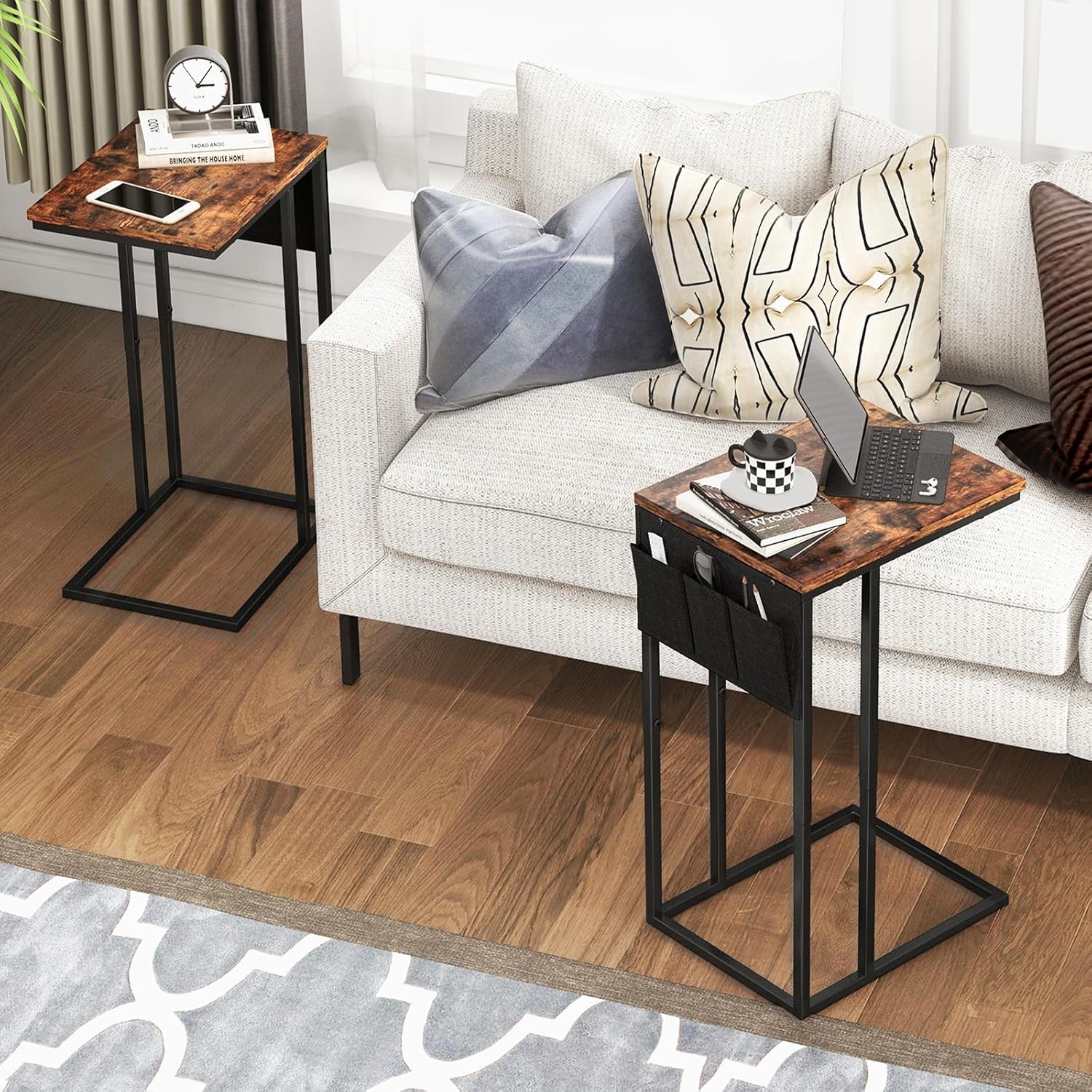 Livofloral C-Shape Side Tables Set 40×30×64 cm