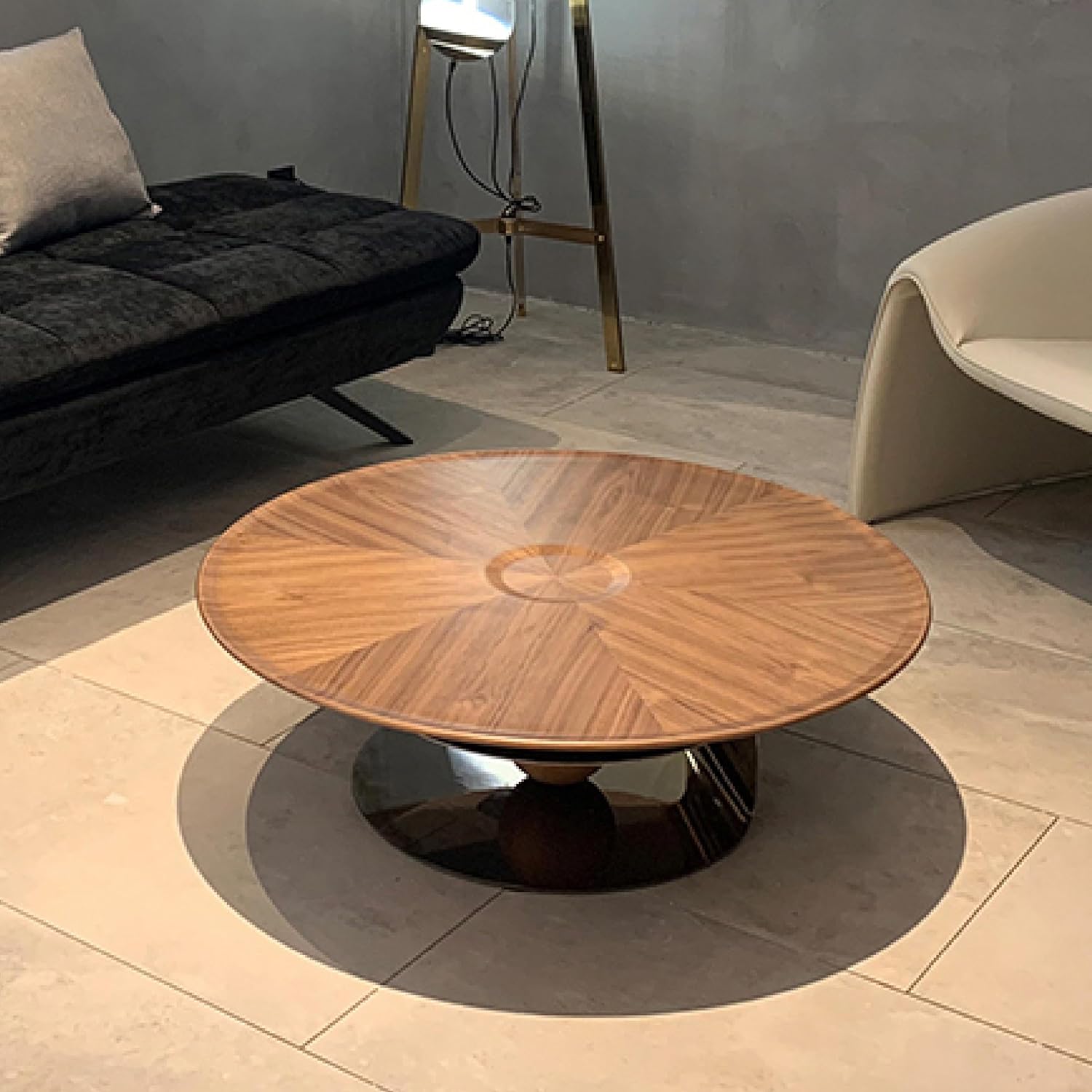 Round Walnut Coffee Table 100cm