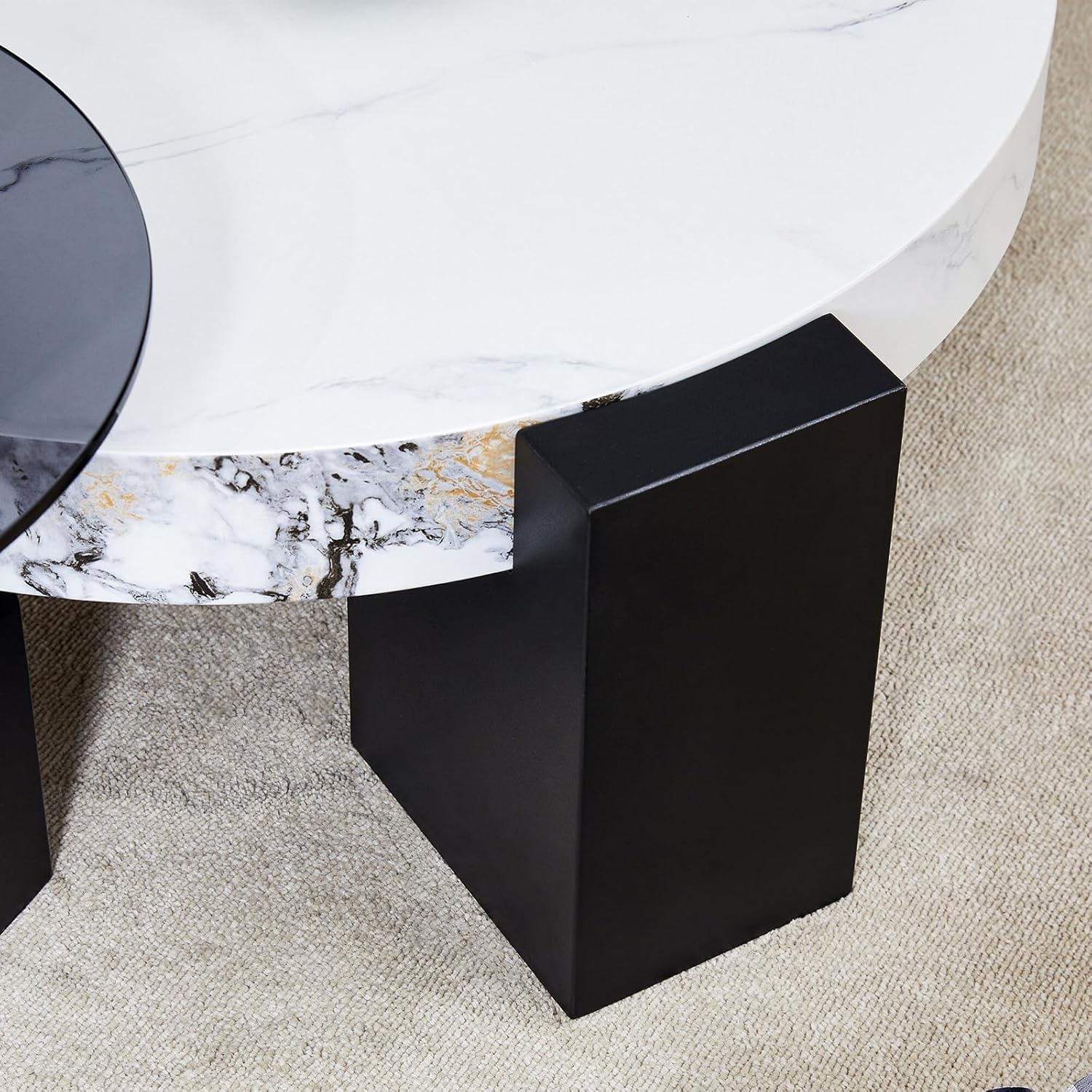 Modern Double-Layer Coffee Table – Black