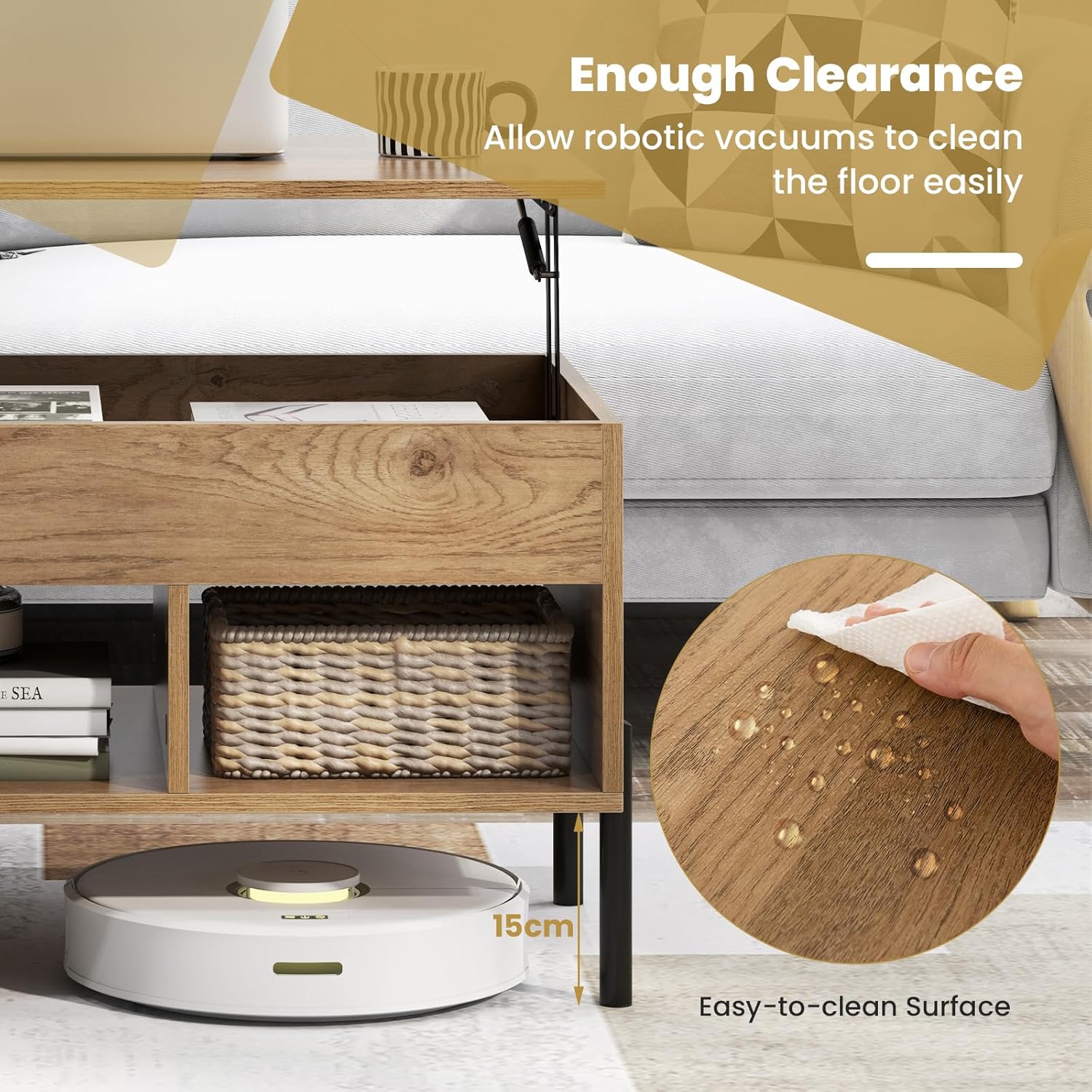 Costway Lift-Top Coffee Table Black