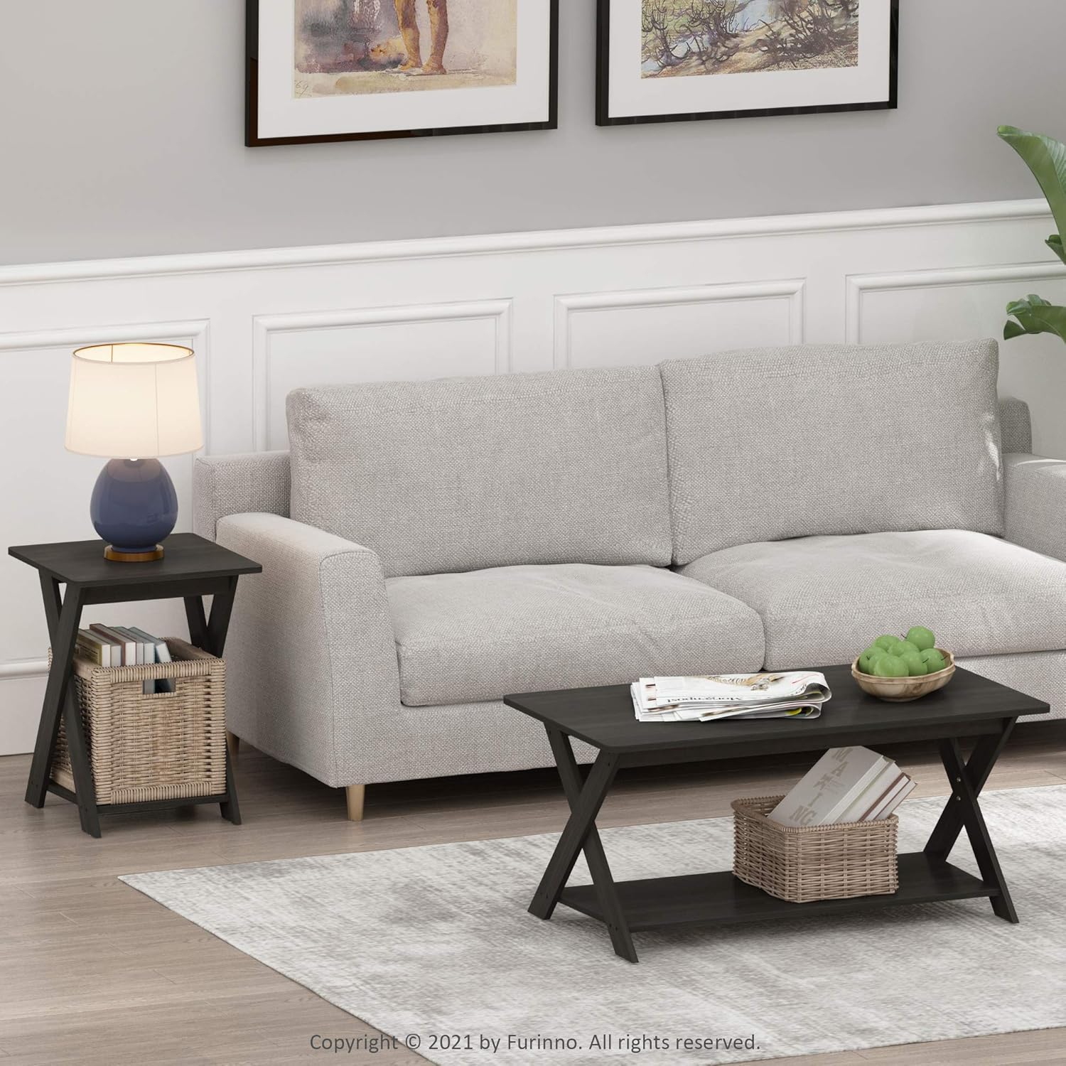 Furinno Modern Simplistic Criss-Crossed Coffee Table, White