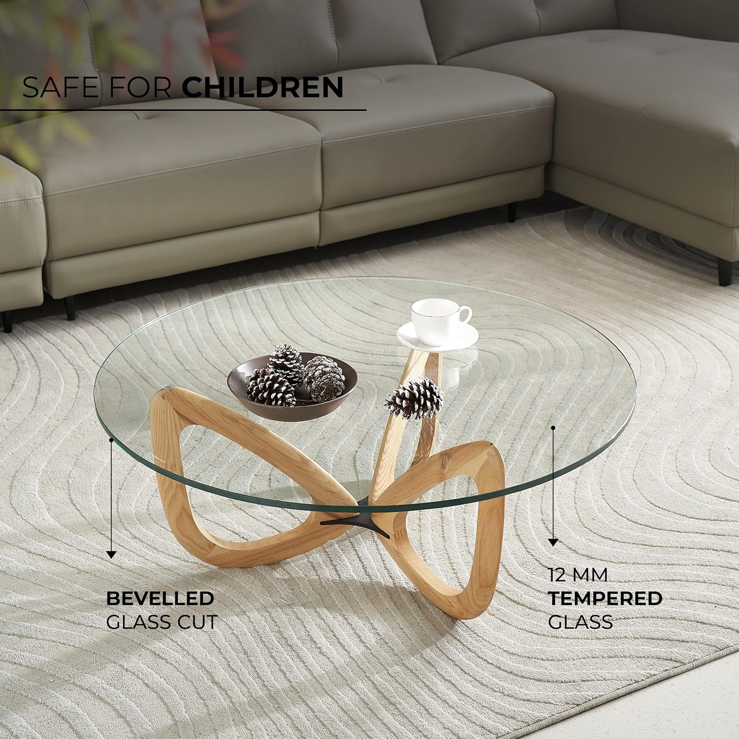 Marco Furniture Gucci Round Glass Coffee Table Walnut