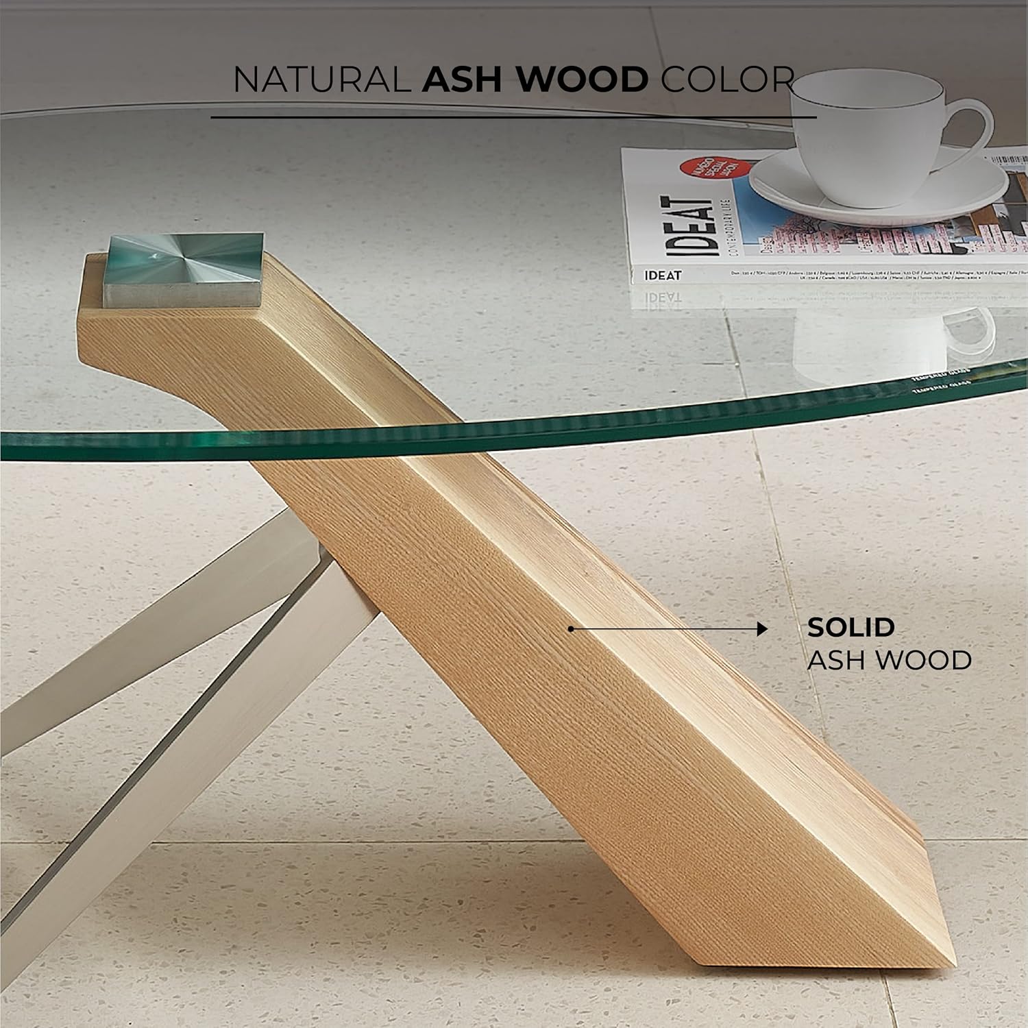 Marco Furniture Gucci Round Glass Coffee Table Walnut