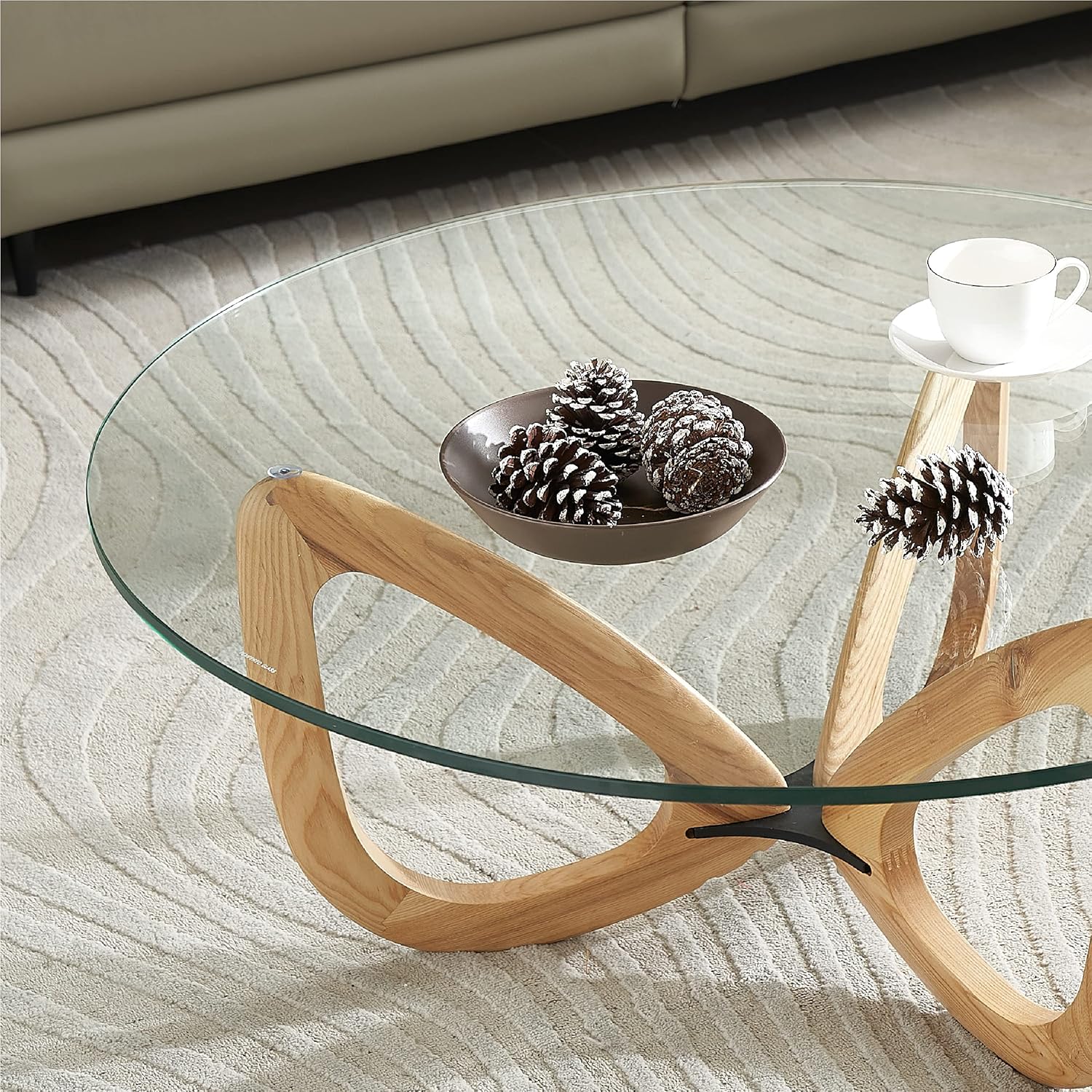 Marco Furniture Gucci Round Glass Coffee Table Walnut