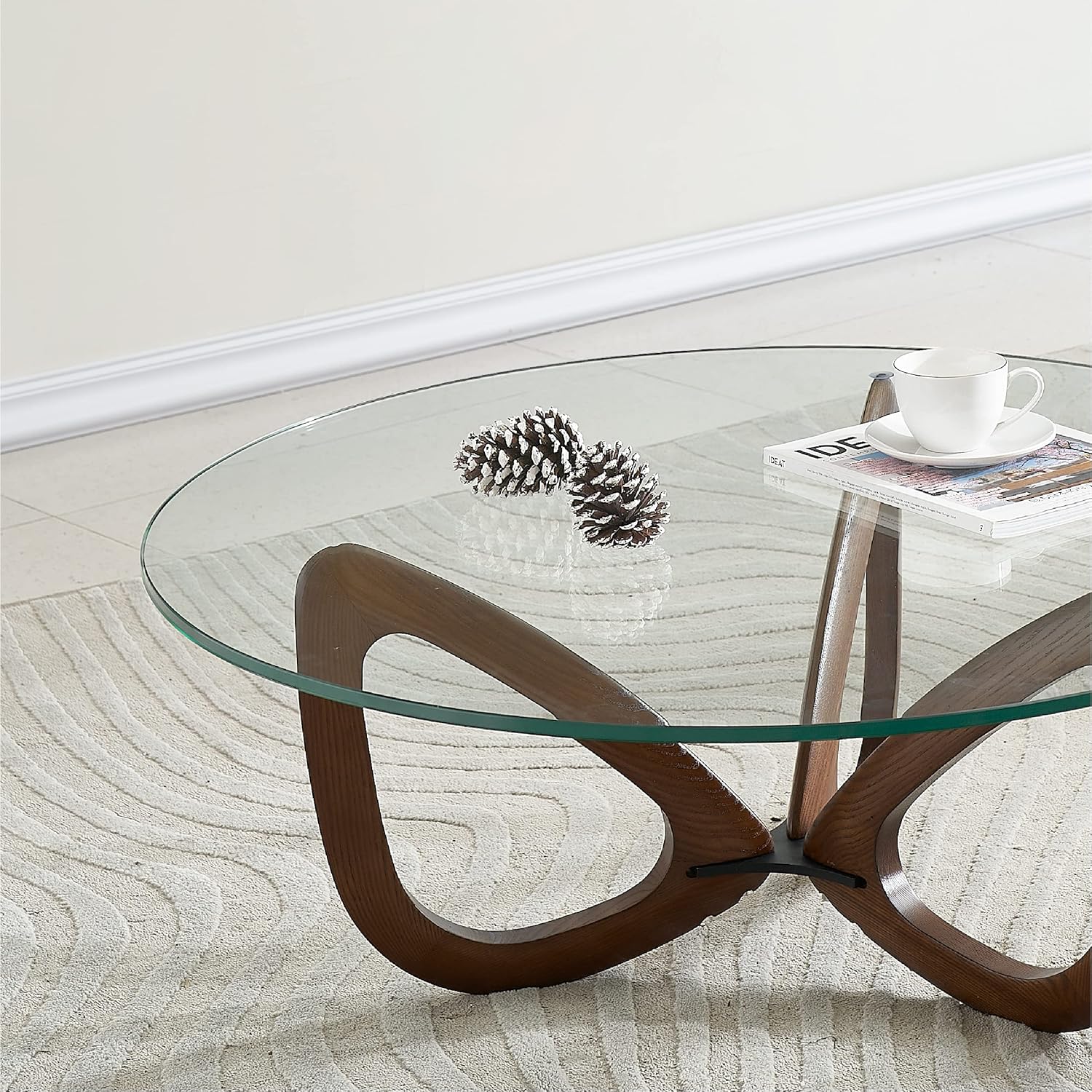 Marco Furniture Gucci Round Glass Coffee Table Walnut