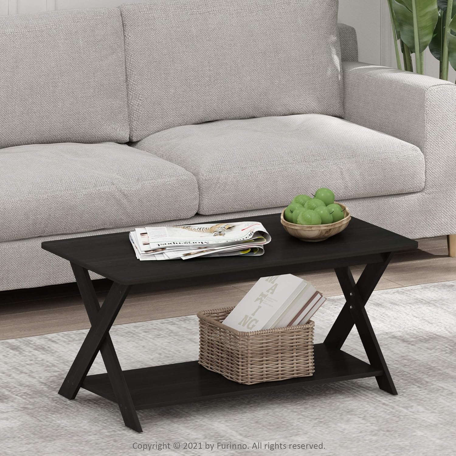 Furinno Modern Simplistic Criss-Crossed Coffee Table, White